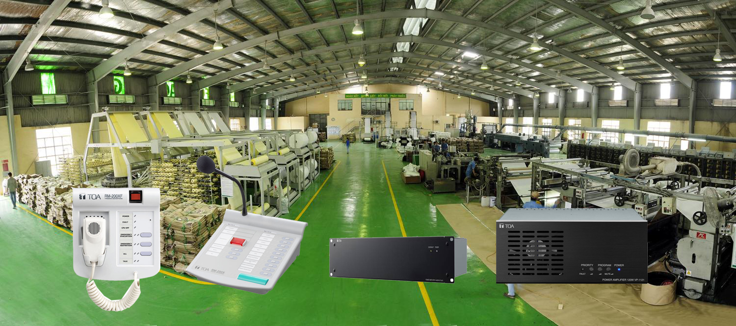 Giải pháp âm thanh thông báo lệnh tập trung cho nhà xưởng, nhà máy Giải pháp âm thanh thông báo lệnh tập trung cho nhà xưởng, nhà máy