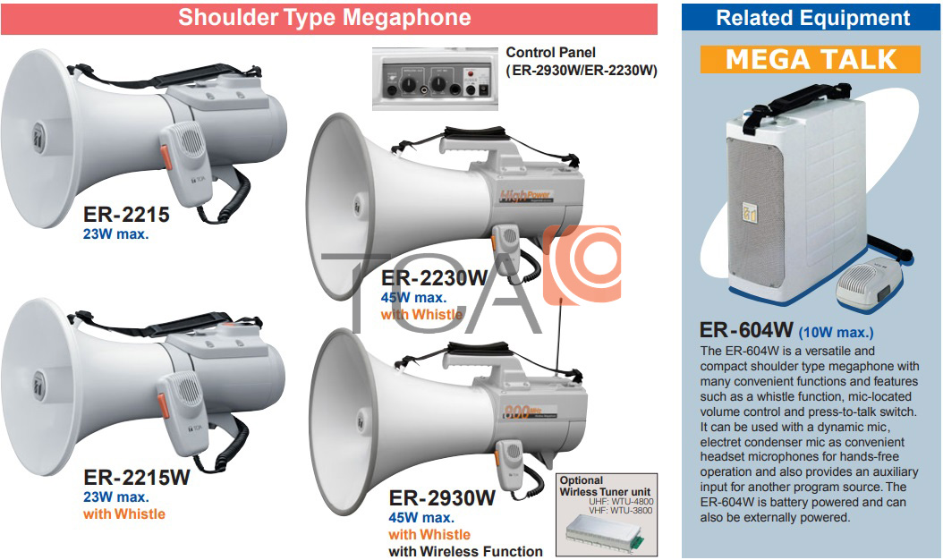 Hướng dẫn sử dụng Megaphone TOA ER-2230W